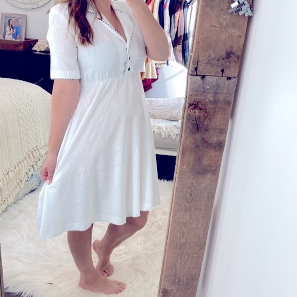 Vintage white nautical dress size 8 Petite - Picture 2 of 8